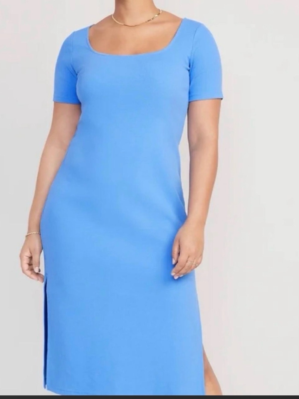 Old Navy Blue Scoop-Neck Short Sleeve Midi Dress